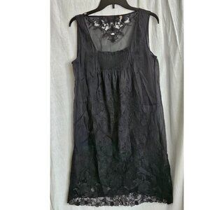 Elie Tahari Embroidered Black Dress (Size M)